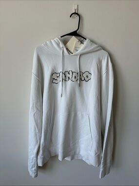Sandro White Crewneck Hoodie with Black Embroidered Logo